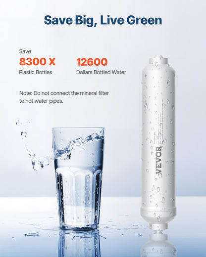 Remineraliseringsfilter, 1100 gallon remineraliseringsvattenfilterbyte, 1/4" snabbkoppling mineralfilter, återställer viktiga mineraler för vattenrenare, vattenfiltersystem under diskbänken