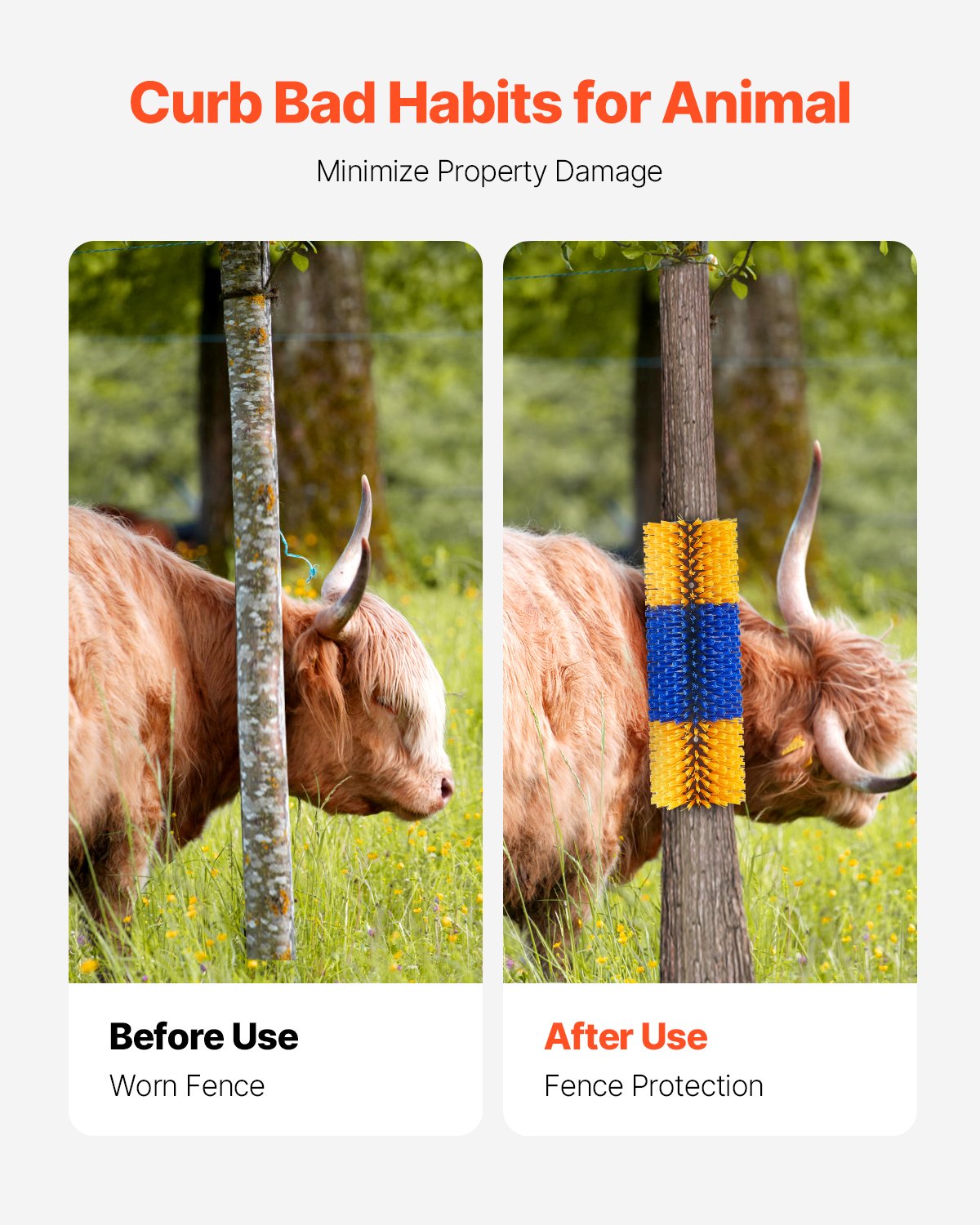 Livestock Scratching Brush, 4 Pcs Horse Brush with 8 Screws, 20 x 7.5 in Cow Scratcher, for Back Itch Relief & Keep Cleaning, Grooming & Scratching Post Brush for Horse, Pig, Cattle Supplies