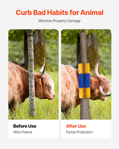 Livestock Scratching Brush, 4 Pcs Horse Brush with 8 Screws, 17.1 x 7.5 in Cow Scratcher, for Back Itch Relief & Keep Cleaning, Grooming & Scratching Post Brush for Horse, Pig, Cattle Supplies