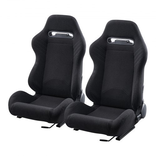 Racing Seat, 2 Set, Adjustable Racing Cockpit with Wide Angle Reclining & High-Resilience Foam, Comfortable Racing Chair with Polyester Fabric & Q235B Slider, Fit for Racing Cars & Go-Karts