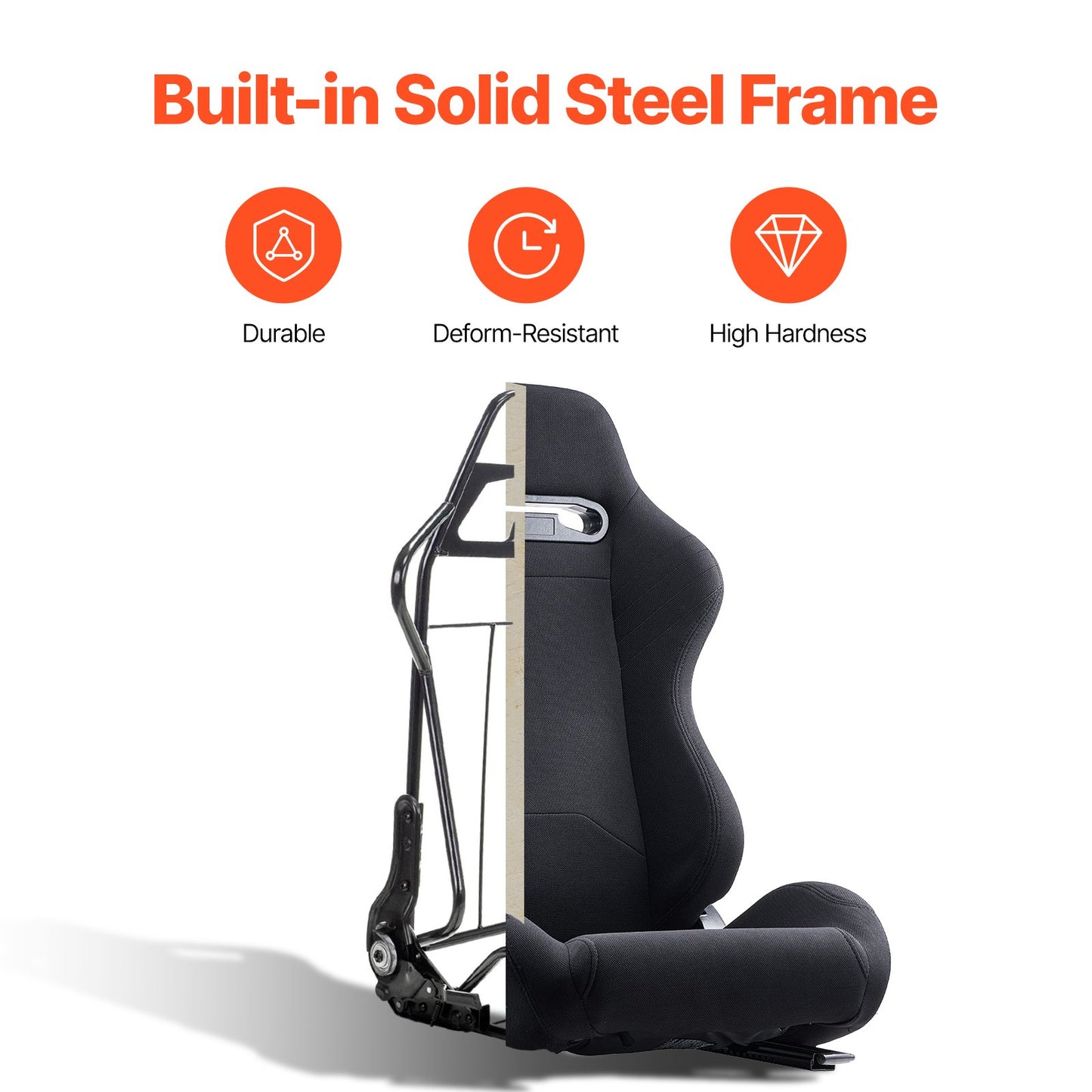 Racing Seat, 2 Set, Adjustable Racing Cockpit with Wide Angle Reclining & High-Resilience Foam, Comfortable Racing Chair with Polyester Fabric & Q235B Slider, Fit for Racing Cars & Go-Karts