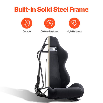 Racing Seat, 2 Set, Adjustable Racing Cockpit with Wide Angle Reclining & High-Resilience Foam, Comfortable Racing Chair with Polyester Fabric & Q235B Slider, Fit for Racing Cars & Go-Karts