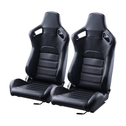 Racing Seat, 2 Set, Adjustable Racing Cockpit with Wide Angle Reclining & High-Resilience Foam, Comfortable Racing Chair with Soft PVC Leather & Q235B Slider, Fit for Racing Cars & Go-Karts