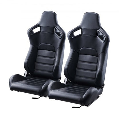 Racing Seat, 2 Set, Adjustable Racing Cockpit with Wide Angle Reclining & High-Resilience Foam, Comfortable Racing Chair with Soft PVC Leather & Q235B Slider, Fit for Racing Cars & Go-Karts