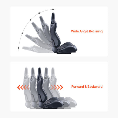 Racing Seat, 2 Set, Adjustable Racing Cockpit with Wide Angle Reclining & High-Resilience Foam, Comfortable Racing Chair with Soft PVC Leather & Q235B Slider, Fit for Racing Cars & Go-Karts