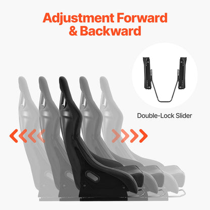 Racing Seat, 1 Set, Integrated Racing Cockpit with Double-Lock Slider & High-Resilience Foam, Comfortable Racing Chair with Soft Velour Fabric & Q235B Slider, Fit for Racing Cars & Go-Karts