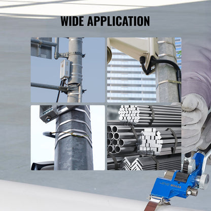 Bandningssats med bandningsspännverktyg, 100 fot långt band i rostfritt stål 304, 100 metallplomber, bandningssats för pallförpackningar, bandningsförpackningar för packning