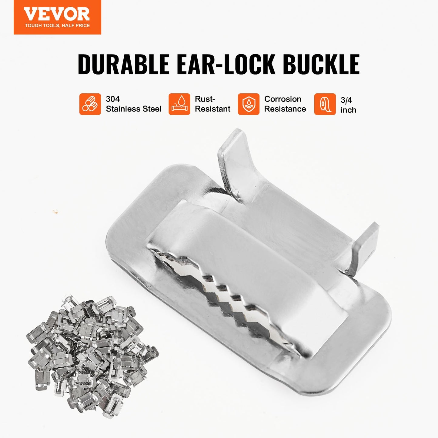 Bandningssats med bandningsspännverktyg, 100 fot långt band i rostfritt stål 304, 100 metallplomber, bandningssats för pallförpackningar, bandningsförpackningar för packning