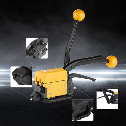 Steel Strapping Tool for 1.3-1.9 cm Width, 3-in-1 (Tensioner, Crimper, Cutter) Manual Belt Packaging Banding Machine Packaging Metal Steel Strapping Banding Tool Machine for Stainless Steel Strap