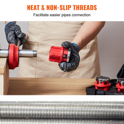 Ratchet Pipe Threader Kit, 1/2" NPT, 3/4" NPT, 1" NPT Manual Ratcheting Pipe Threader, Portable Pipe Threading Tool Set with 3PCS NPT Dies, Storage Case for Galvanized Aluminum Iron Copper Pipes