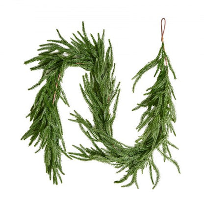 Christmas Garland, 1524 mm Realistic Norfolk Pine Garland, Evergreen Real Touch Artificial Faux Greenery Garlands, for Holiday Indoor Outdoor Xmas Decoration on Table, Mantel, and Fireplace