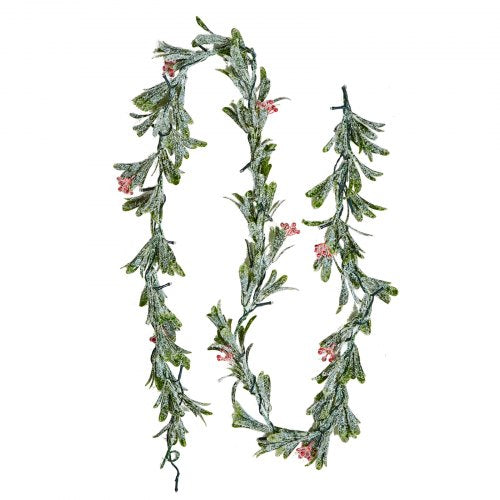 Christmas Garland, 2011 mm Realistic Greenery Decorated with Vines, Olive Leaves, and Berries, Evergreen Faux Garlands with Light String for Indoor Outdoor Xmas Decoration on Mantel Fireplace