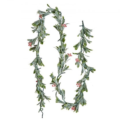 Christmas Garland, 2011 mm Realistic Greenery Decorated with Vines, Olive Leaves, and Berries, Evergreen Faux Garlands with Light String for Indoor Outdoor Xmas Decoration on Mantel Fireplace