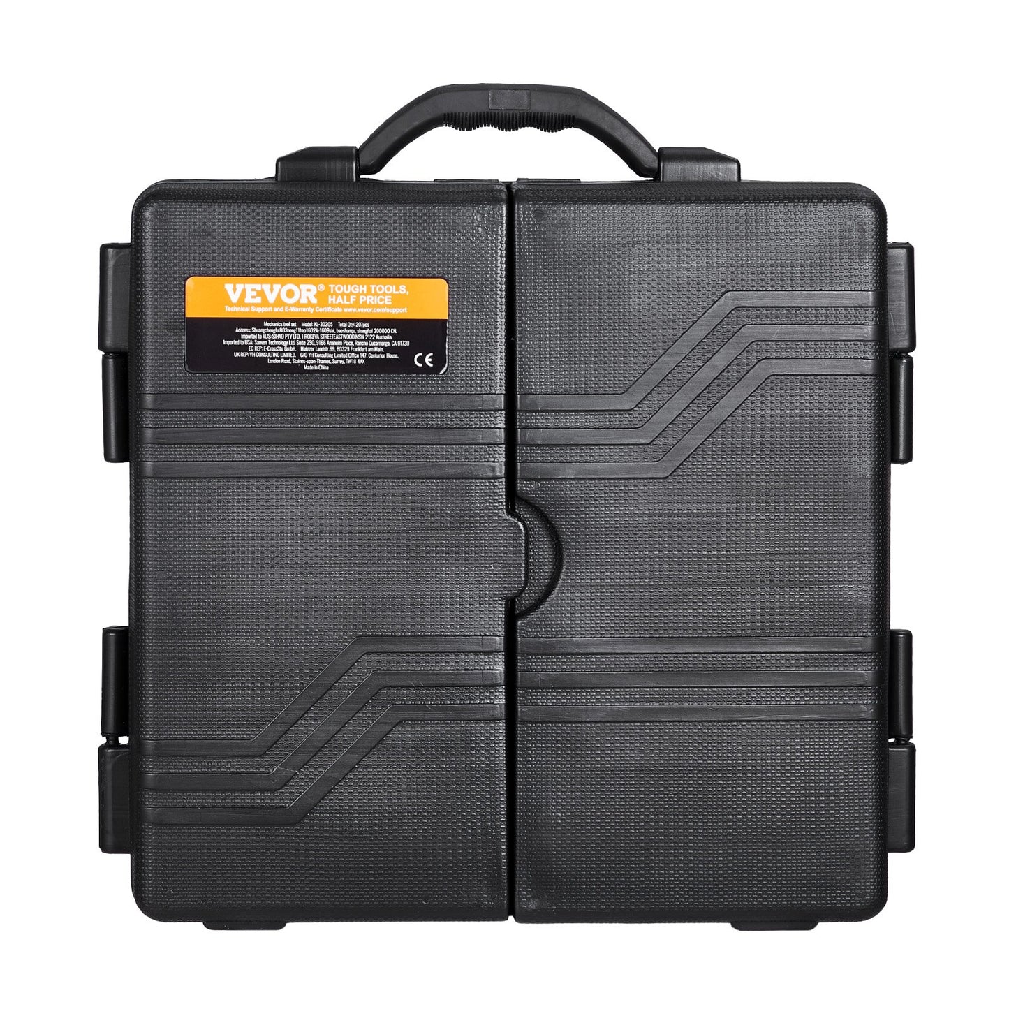 207-delars mekanikverktygssats, 1/4" 3/8" 1/2" hylsnyckel, SAE och metrisk mekanikverktygssats med bits, skiftnycklar, spärrhandtag, tillbehör och plastförvaringslåda, för bilreparationer