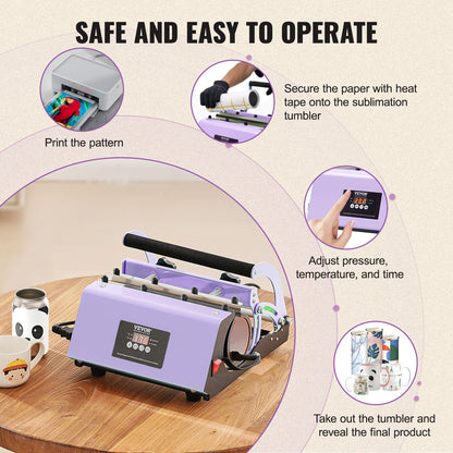 Tumbler Heat Press Machine 311.8-850.5 g Mug Press Sublimation Tumblers Purple