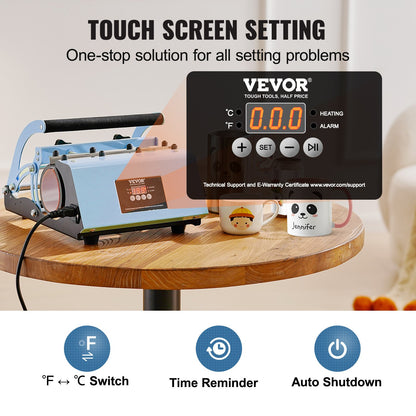 Tumbler värmepressmaskin 311,8-850,5 g muggpress sublimeringstumbler blå