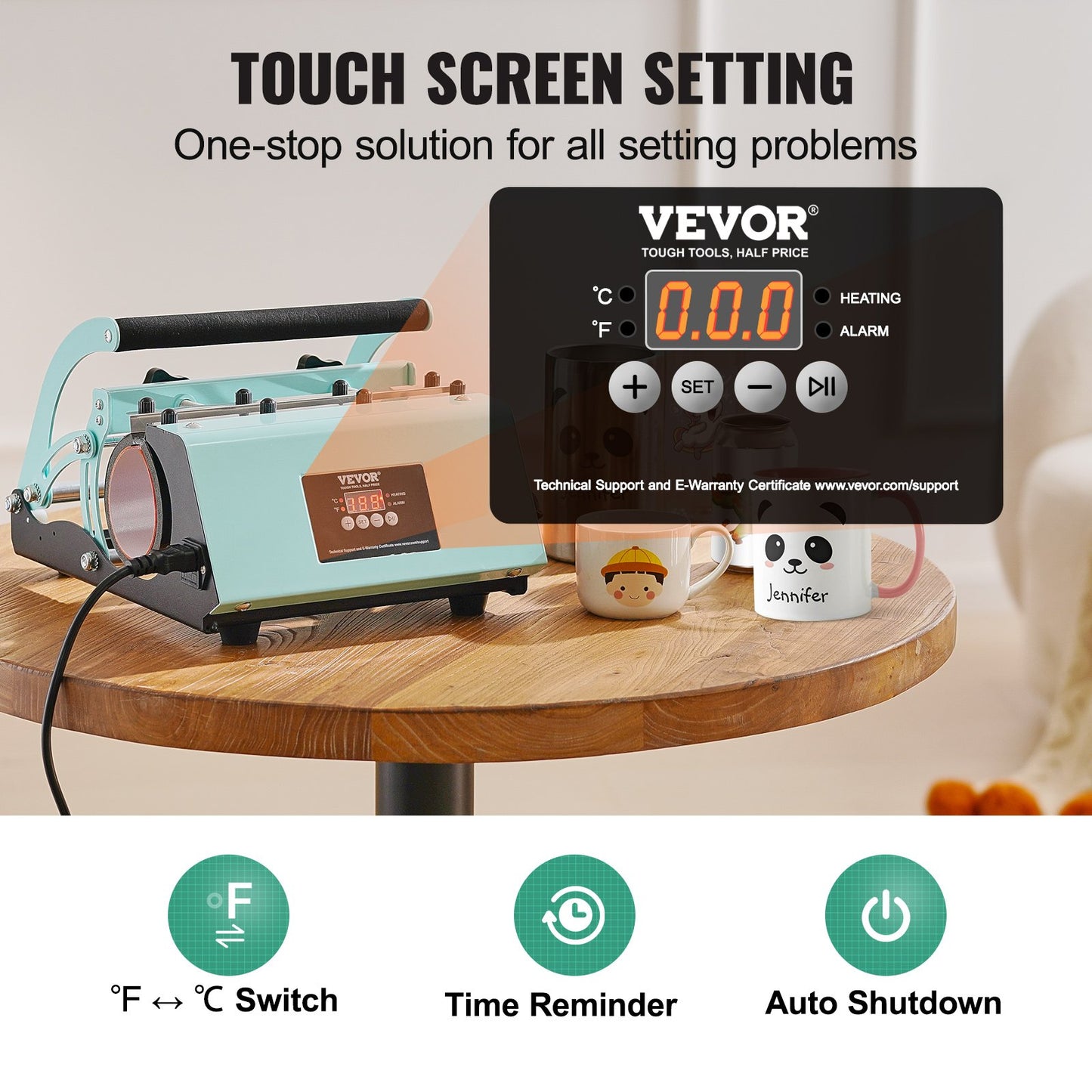 Tumbler värmepressmaskin 311,8-850,5 g muggpress sublimeringstumblers gröna