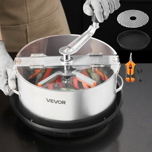 Manuell knoppbladsklippare, 300 mm knoppklippare med skördeskål och blad i rostfritt stål, visuell skärning, våt- och torrskärmaskin för hydroponisk skärning med bricka, vridet spinnskär för växtknoppar och blommor