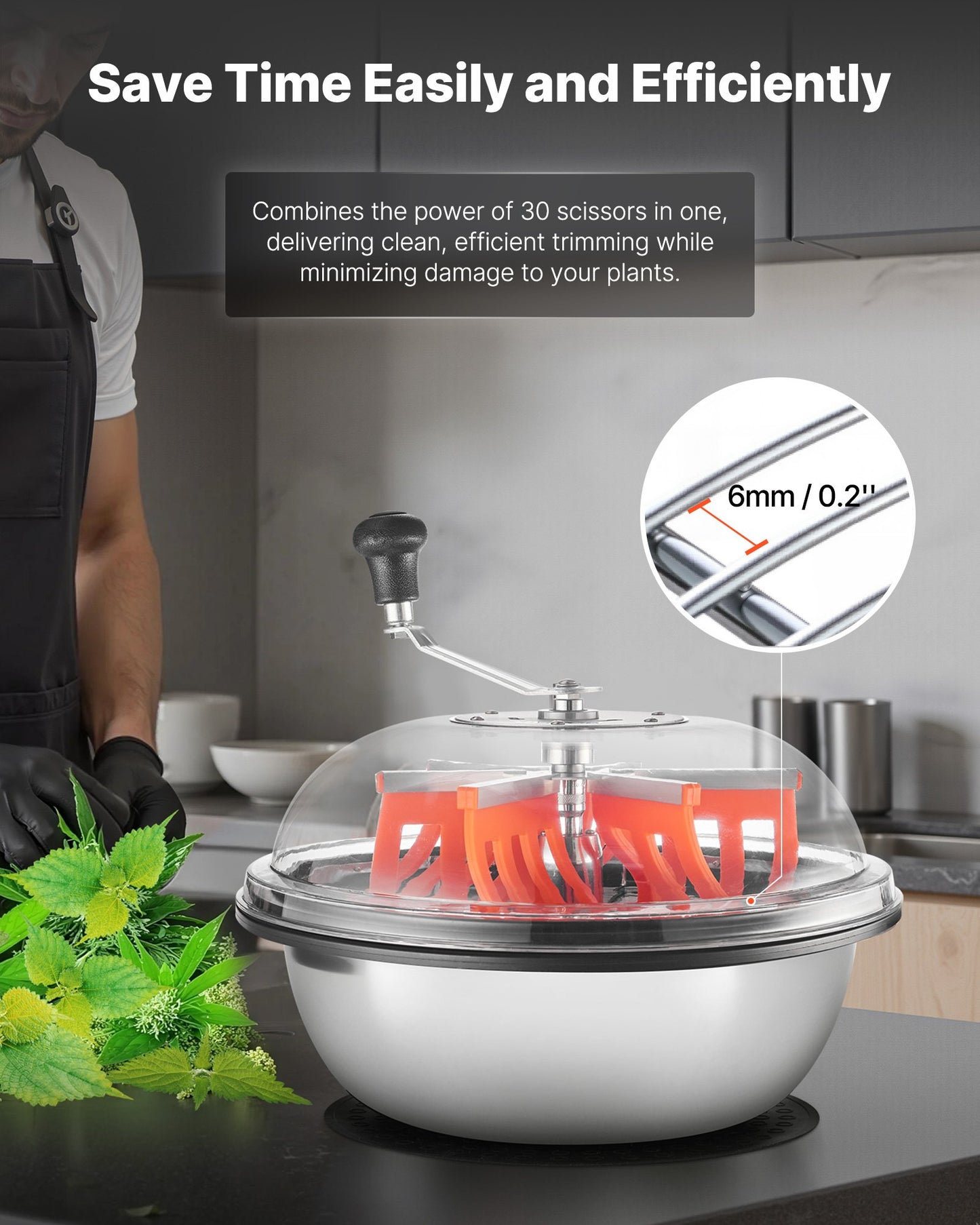 Knoppbladskärare, 420 mm manuell knopptrimmer, med vassa blad i rostfritt stål, visuell skärning, våt- och torrskärmaskin för hydroponisk skärning, vridet rotationssnitt för växter, blad, knoppar och blommor