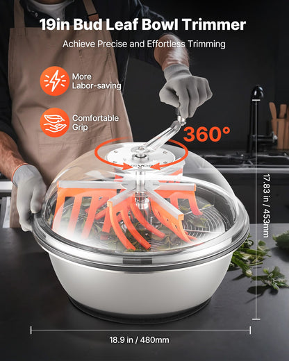 Knoppbladskärare, 490 mm manuell knopptrimmer, med vassa blad i rostfritt stål, visuell skärning, våt- och torrskärmaskin för hydroponisk skärning, vridet rotationssnitt för växter, blad, knoppar och blommor