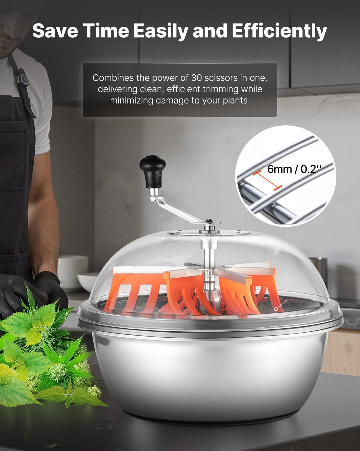 Knoppbladskärare, 490 mm manuell knopptrimmer, med vassa blad i rostfritt stål, visuell skärning, våt- och torrskärmaskin för hydroponisk skärning, vridet rotationssnitt för växter, blad, knoppar och blommor