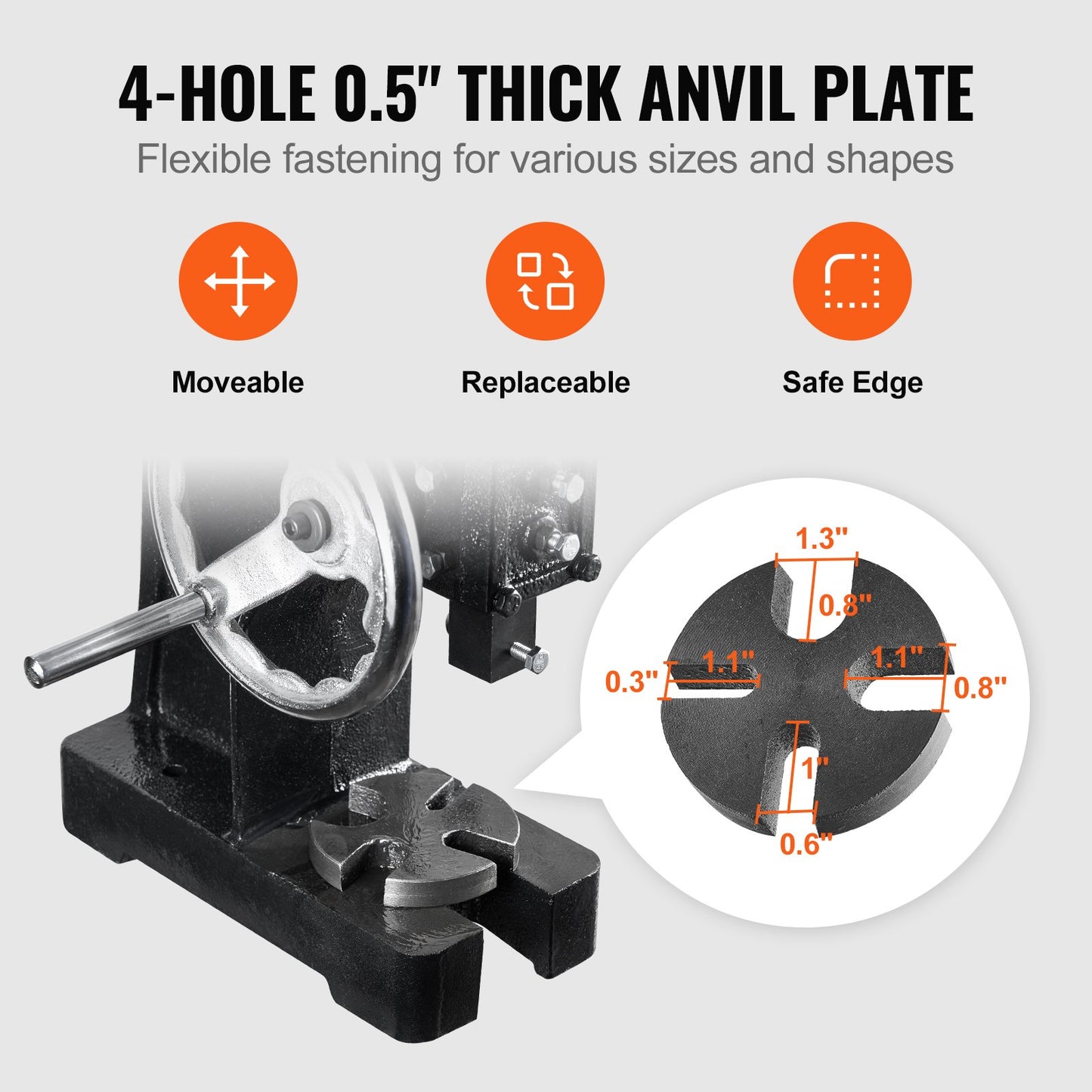 Arbor Press, 1 Ton Manual with Handwheel, 5.9" Max Height, Durable Cast Iron Construction, Desktop Manual Press for Stamping, Bending, Stretching, Forming Tasks