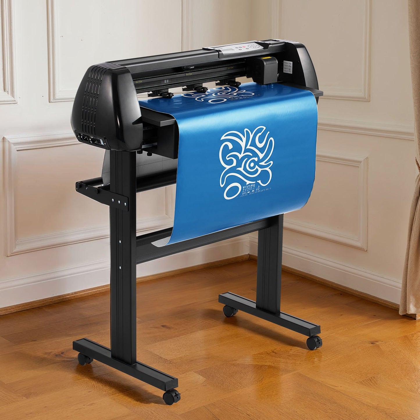 Vinylskärmaskin, 720 mm max matningsbredd, dubbla blad, justerbar kraft och hastighet, LED-display, vinylplotterskärare, skrivarpaket med klistermärkesark, transferfilm, Signmaster-programvara