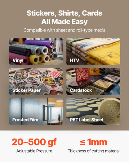 Vinylskärmaskin, 720 mm max matningsbredd, dubbla blad, justerbar kraft och hastighet, LED-display, vinylplotterskärare med Signmaster-programvara för kompatibel med Windows och macOS