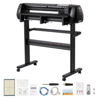Vinyl Cutter Machine, 870 mm Max Feed Width, Dual Blades, Adjustable Force and Speed, LED Display, Vinyl Plotter Cutter Printer with Signmaster Software for Compatible with Windows and macOS