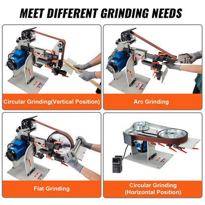 Belt Grinder Sander, 72 x 2-Inch Variable Speed Belt Polisher with VFD, 1500W Knife Sharpener with 3 Grinding Moulds & 3PCS Sanding Belts for Metalworking, Compatible with 72"- 82*2" Belts
