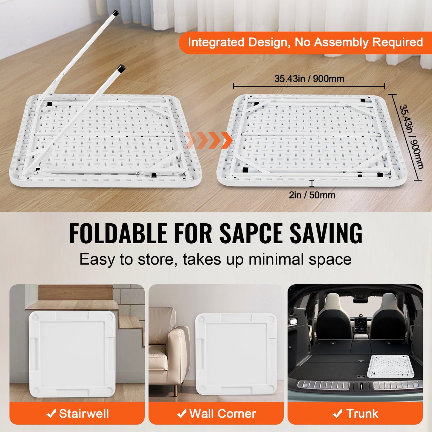 Mahjongbord, fyrkantigt hopfällbart kortbord för 4 spelare med 4 mugghållare och 4 markerbrickor, bärbart dominospelbord med 1 uppsättning dominobrickor för Mahjong-pokerpussel, 35,4 x 35,4 tum, vitt
