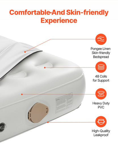 Air Mattress Twin with Frame, 2 Person Inflatable Mattress with Pump & Rolling Carry Case, Portable Folding Blow Up Mattress Supports 600lbs, Fast Inflating Air Bed for Home, Guests & Camping