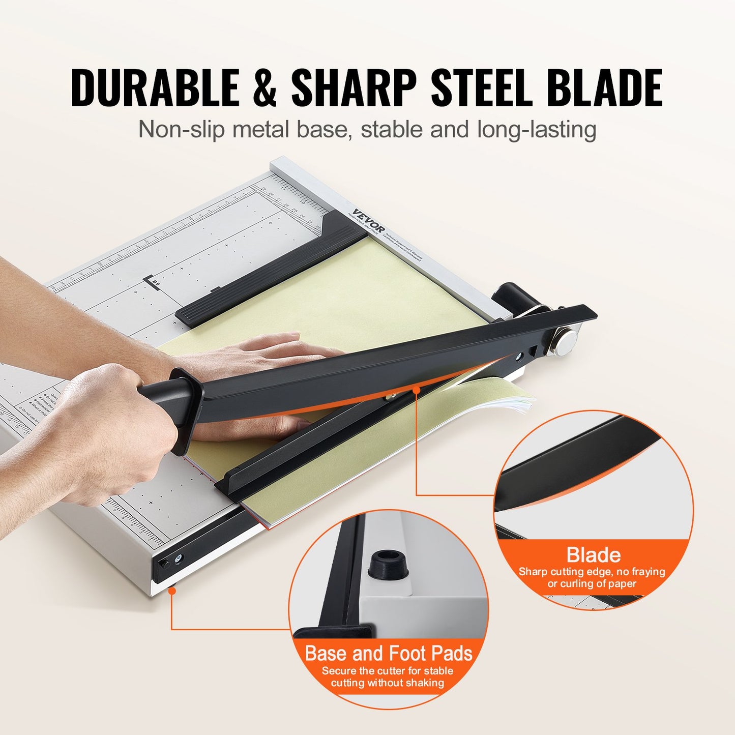Paper Cutter, Guillotine Trimmer, 38.1 cm Cut Length, 16 Sheets Capacity, Heavy Duty Guillotine Paper Cutter with Guard Rail/Blade Lock for Cardstock/Cardboard, Paper Trimmer for Home Office School