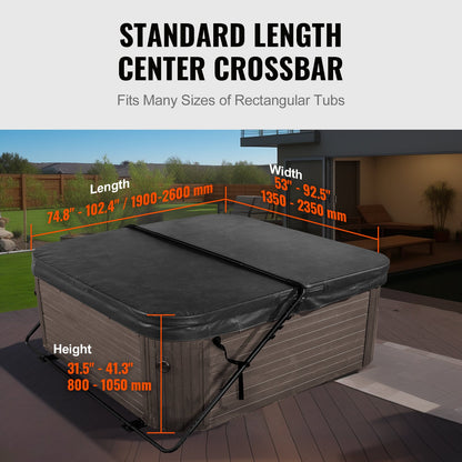 Hot Tub Cover Lift, Spa Cover Lift, Height 31.5" - 41.3" Width 53" - 92.5" Adjustable, Installed at the Bottom on One Side, Suitable for Various Sizes of Rectangular Bathtubs, Hot Tubs, Spa