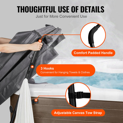Hot Tub Cover Lift, Spa Cover Lift, Height 31.5" - 41.3" Width 53" - 92.5" Adjustable, Installed at the Bottom on One Side, Suitable for Various Sizes of Rectangular Bathtubs, Hot Tubs, Spa