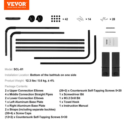 Lyft för spa-överdrag, höjd 89–109 cm, bredd 137–273 cm, justerbar, installerad längst ner på ena sidan, lämplig för olika storlekar på rektangulära badkar, bubbelpooler, spa