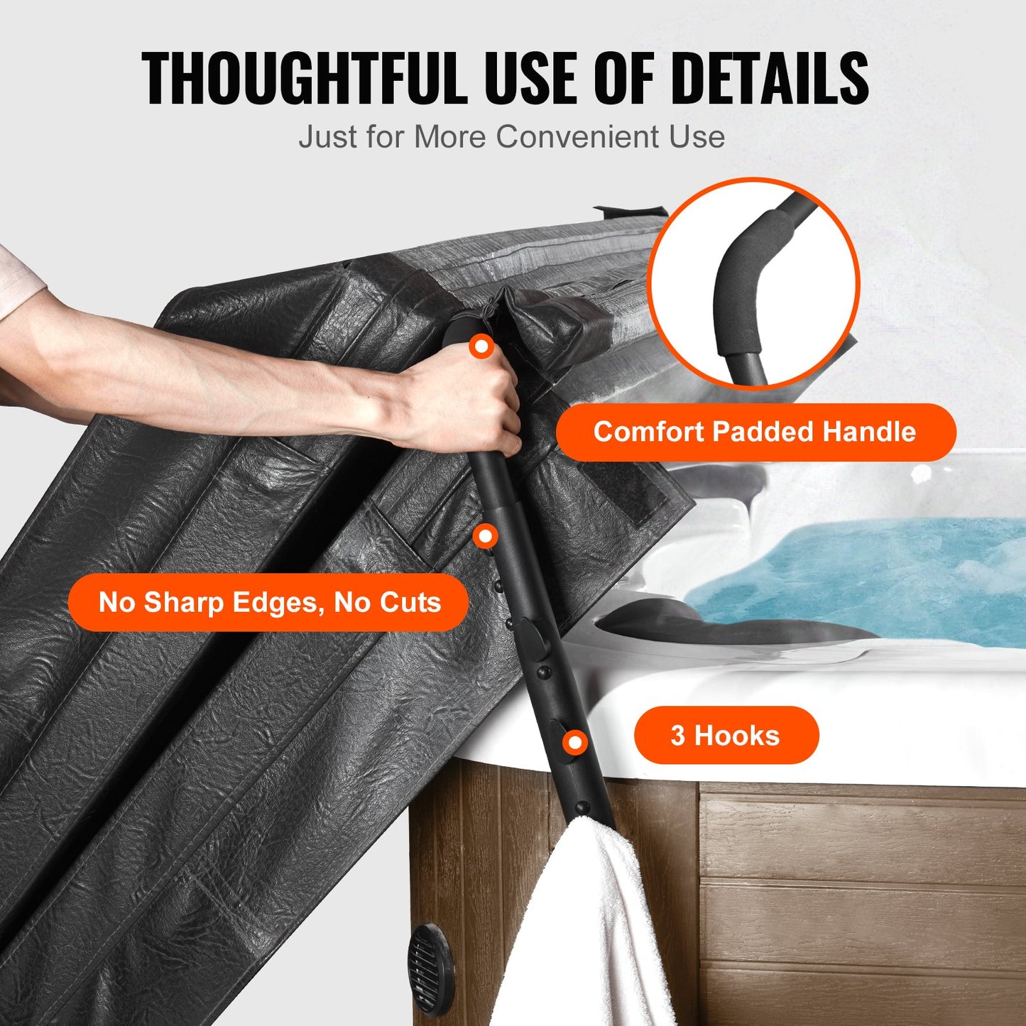 Hot Tub Cover Lift, Spa Cover Lift, Height 800 - 1050 mm Width 1450 - 2350 mm Adjustable, Installed Underneath on Both Sides, Suitable for Various Sizes of Rectangular Bathtubs, Hot Tubs, Spa