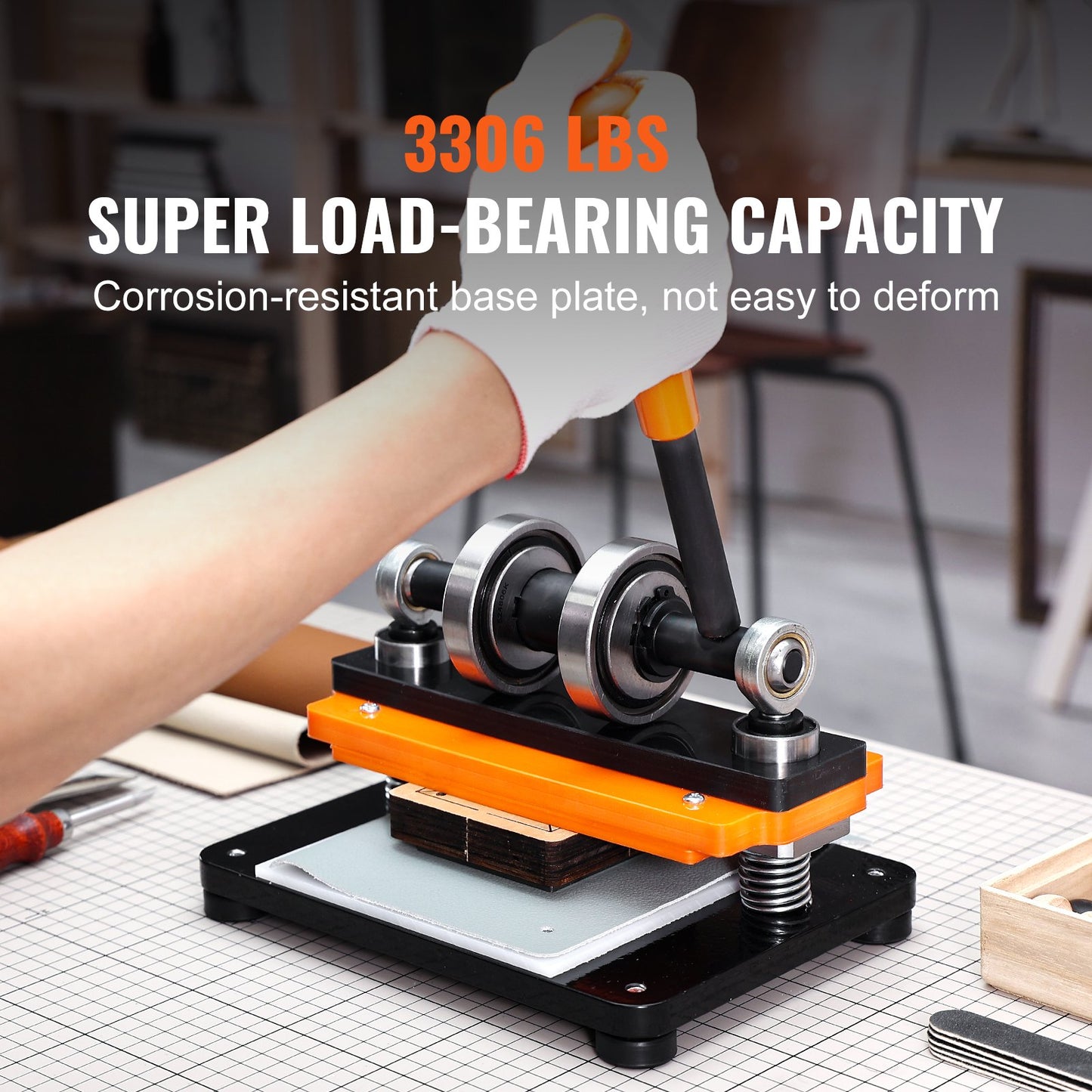 Leather Cutting Machine, 18 x 10 cm Embossing Plate Manual Die Cutter, 1.2 cm Pressure Stroke Leather Embossing Machine, Dual Guide Shafts Die Cut Machine for Various of Materials