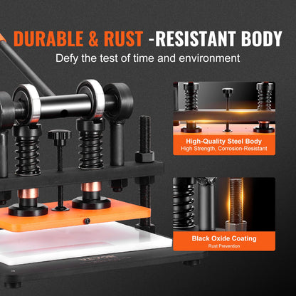 Leather Cutting Machine, 25.9 x 15 cm Embossing Plate Manual Die Cutter, 1.2 cm Pressure Stroke Leather Embossing Machine, Dual Guide Shafts Die Cut Machine for Various of Materials
