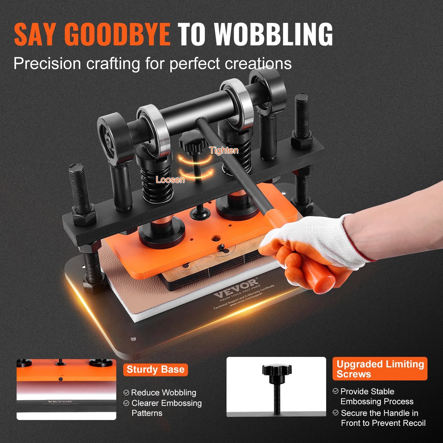 Leather Cutting Machine, 25.9 x 12 cm Embossing Plate Manual Die Cutter, 1.2 cm Pressure Stroke Leather Embossing Machine, Dual Guide Shafts Die Cut Machine for Various of Materials