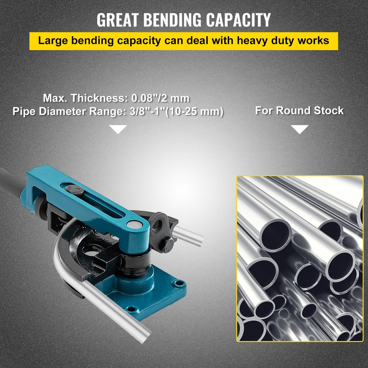 Pipe Bender 3/8 to 1 Inch Pipe Tubing Bender Tube Bender 10 to 25mm Bending Formers Pipe Bender Set 7 Round Dies Size for Copper Brass Aluminum Stainless Steel Pipe