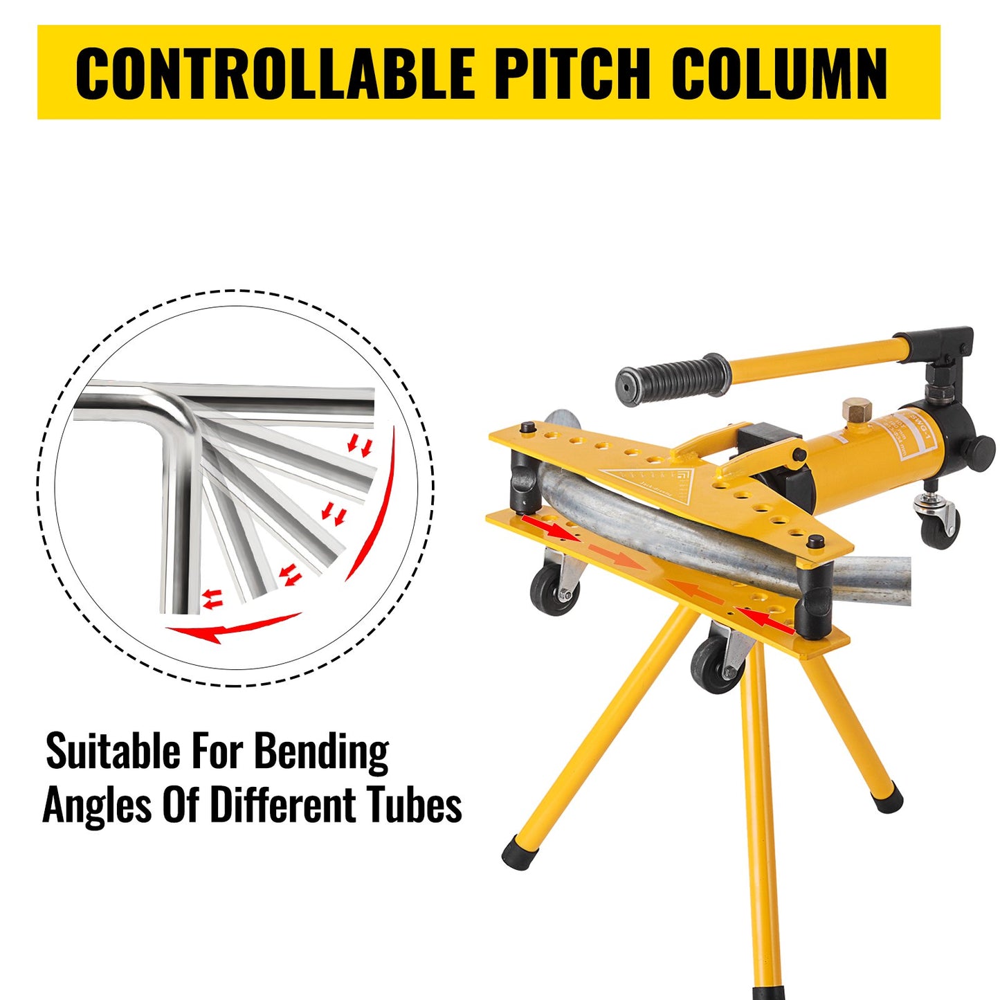 Manuell hydraulisk rörbockningsmaskin 10 ton manuell hydraulisk rörbockningsmaskin 6,4–25,4 mm diameter 6 formar för uppvärmning och rörkonstruktion