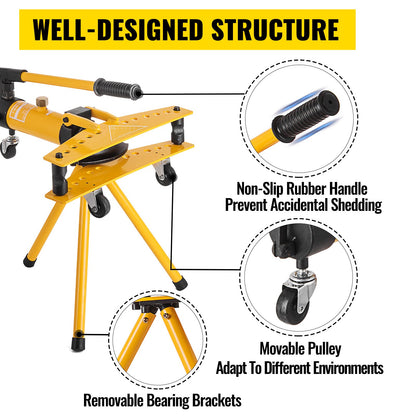 Manuell hydraulisk rörbockningsmaskin 10 ton manuell hydraulisk rörbockningsmaskin 6,4–25,4 mm diameter 6 formar för uppvärmning och rörkonstruktion