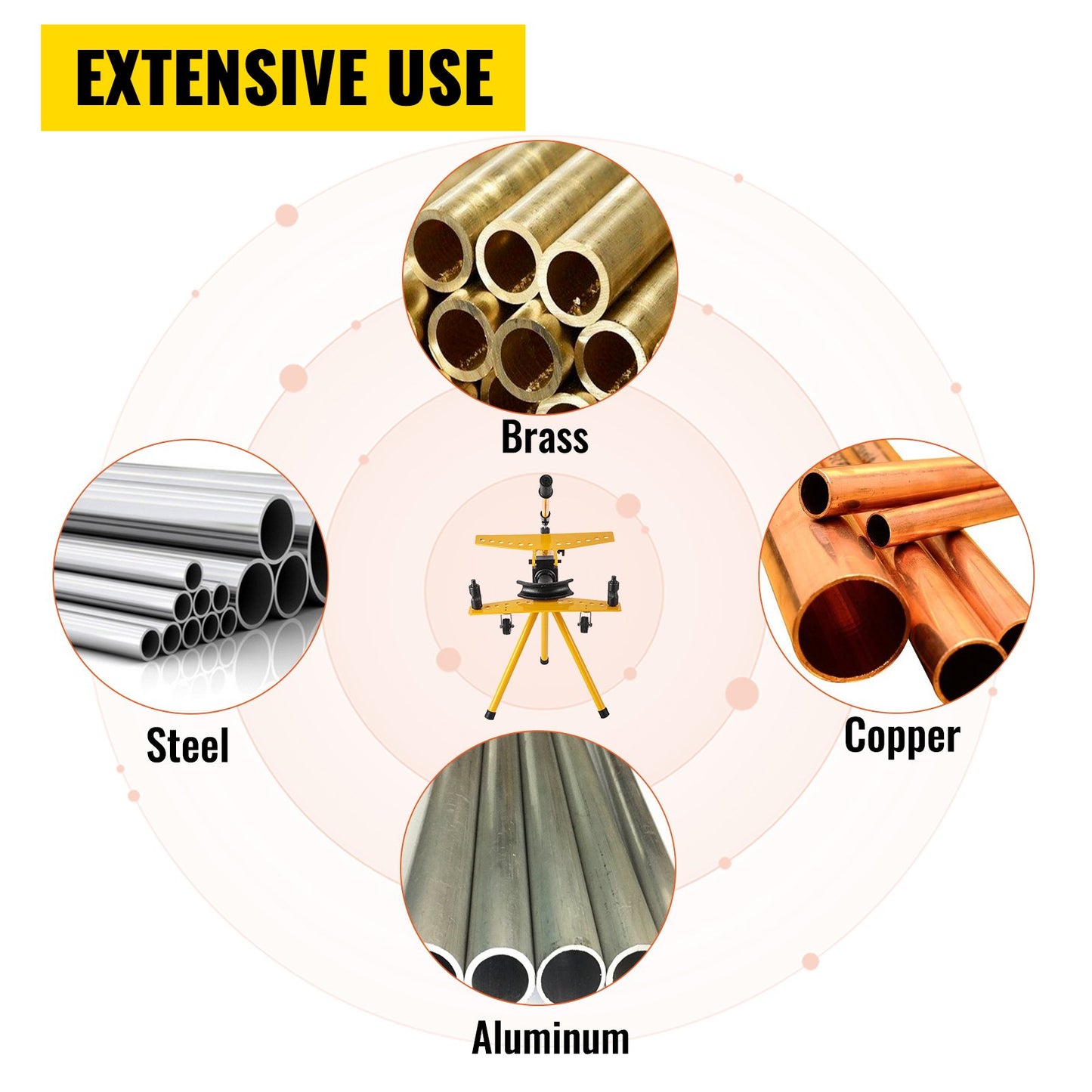 Manuell hydraulisk rörbockningsmaskin 10 ton manuell hydraulisk rörbockningsmaskin 6,4–25,4 mm diameter 6 formar för uppvärmning och rörkonstruktion