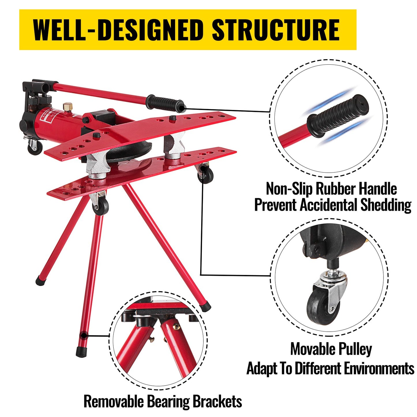 Manual Pipe Bender Plumbers Tool 16T, Pipe Bending Machine 1/2-2 Inch, Pipe Bending Pipe Bending Machine Ø22mm-Ø60mm, Bender Tube Bender Machine Tube Bender for Heating and Piping Construction