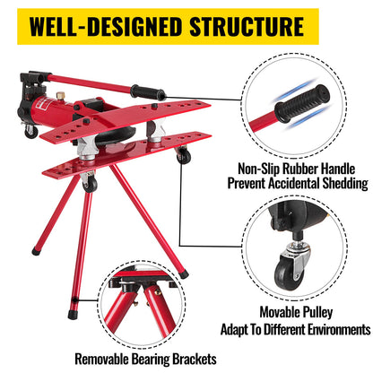 Manual Pipe Bender Plumbers Tool 16T, Pipe Bending Machine 1/2-2 Inch, Pipe Bending Pipe Bending Machine Ø22mm-Ø60mm, Bender Tube Bender Machine Tube Bender for Heating and Piping Construction
