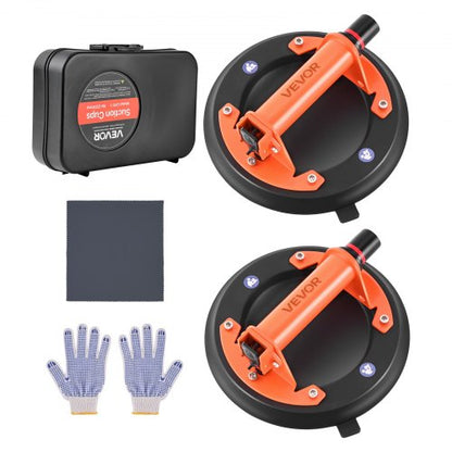 Vacuum Suction Cup, 203 mm Vacuum Glass Lifter with Metal Handle, 195 kg Max Lifting Capacity Tile Suction Cup Tool with Carrying Case for Lifting Large Tile, Granite, Drywall, Windows (2-Pack)