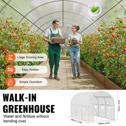 Walk-in Tunnel Greenhouse 2.9x2x1.9 m Galvanized Frame PE Cover White