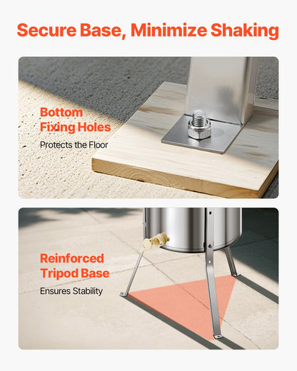 Honungsextraktor, 4/8-rams manuell honungsspinner med transparent lock, rostfri honungskaketrumspinner med höjdjusterbart stativ, honungskakeextraktionsutrustning för biodling