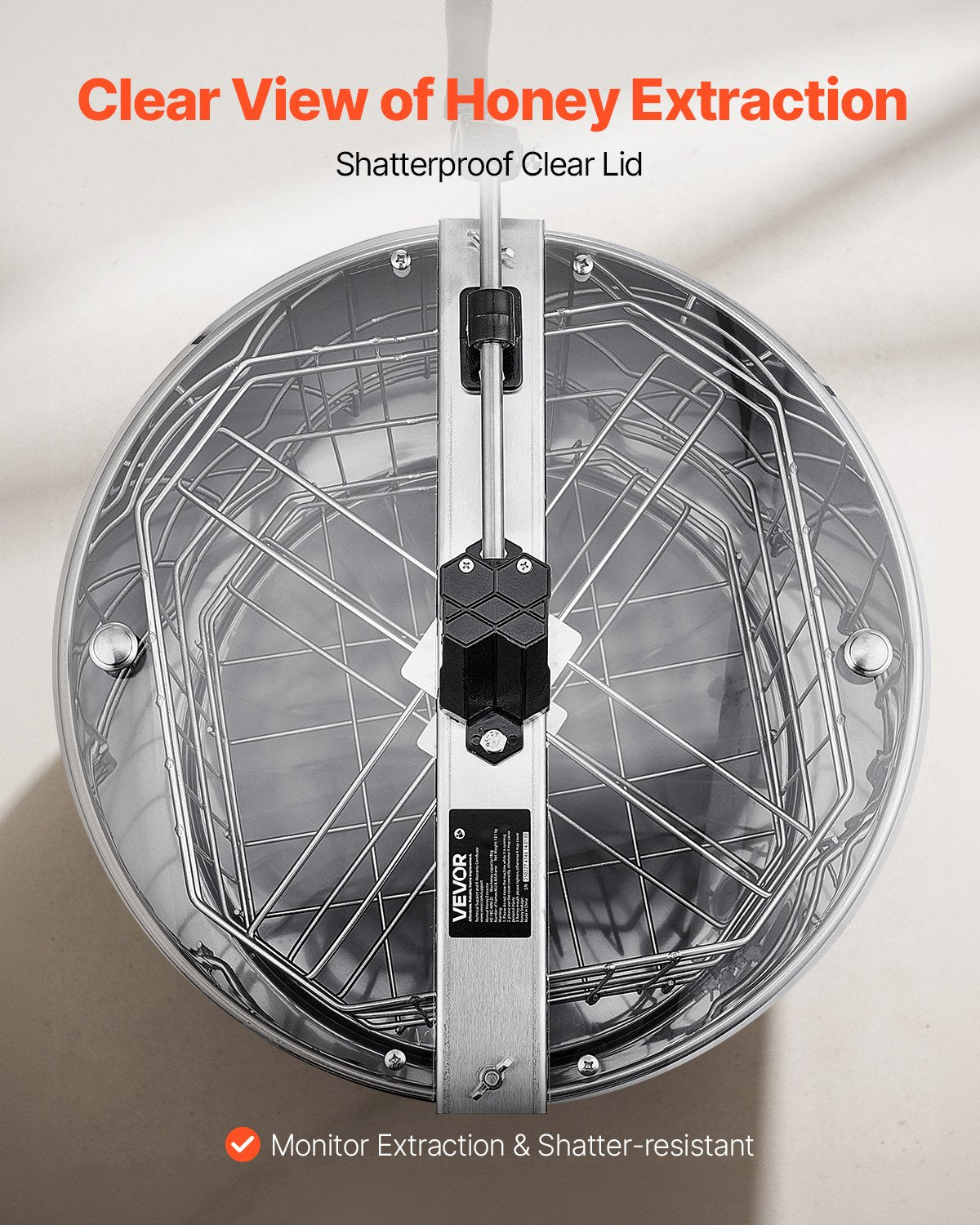Honungsextraktor, 4/8-rams manuell honungsspinner med transparent lock, rostfri honungskaketrumspinner med höjdjusterbart stativ, honungskakeextraktionsutrustning för biodling